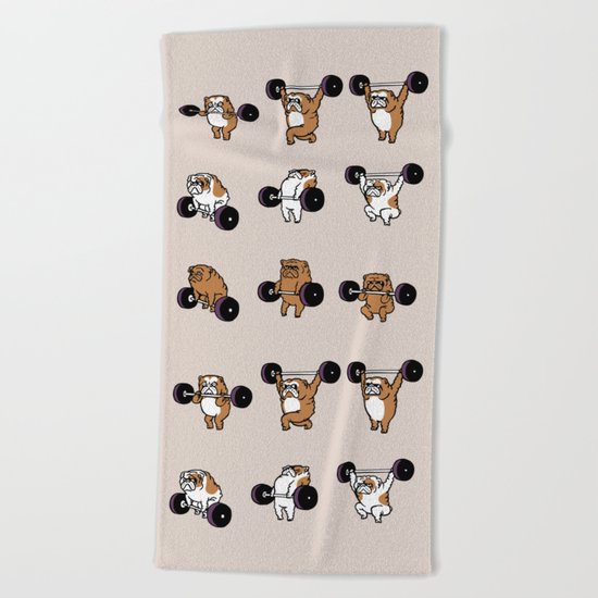 OLYMPIC LIFTING English Bulldog Beach Towel
