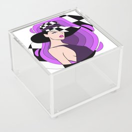 Girl Purple color . Minimalism. Pop art Acrylic Box