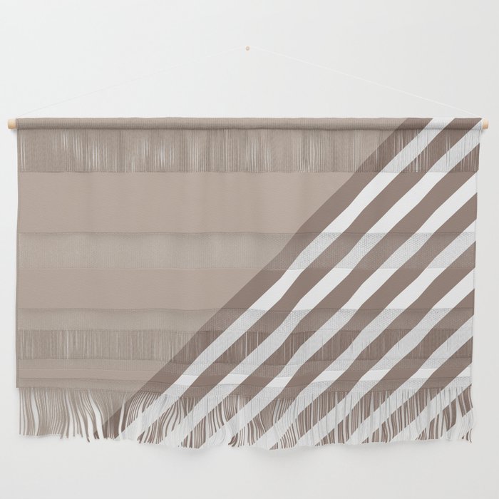 Color Block & Stripes Geometric Print, Mocha and White Wall Hanging