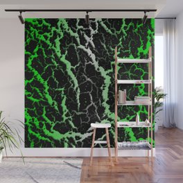 Cracked Space Lava - Green/White Wall Mural