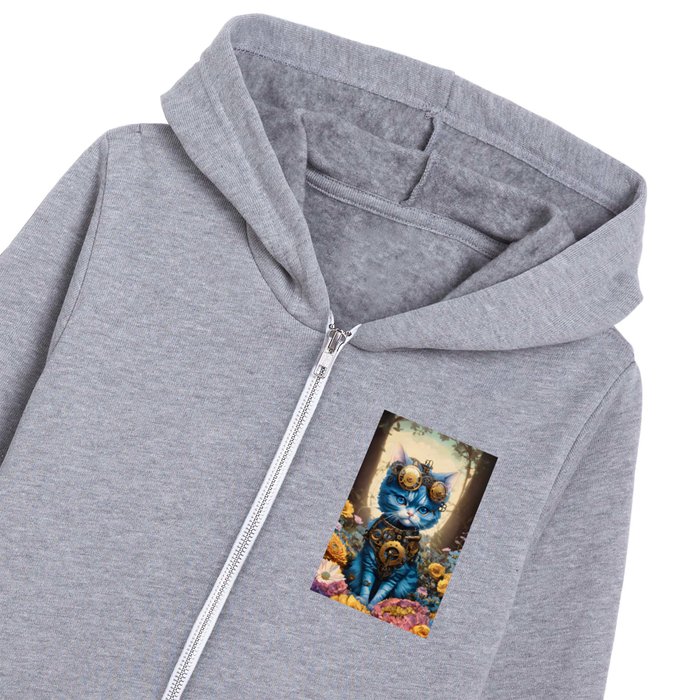 Steampunk Cat Kids Zip Hoodie