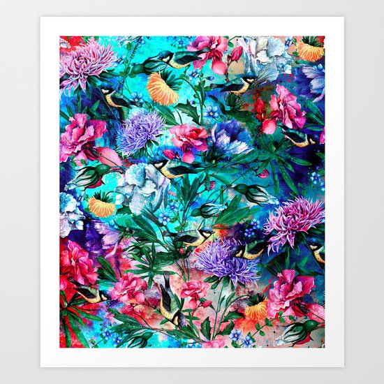 RPE Seamless Floral & Birds IV Art Print