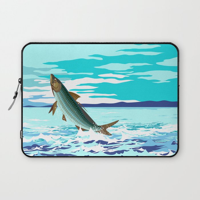 tarpon leaping out of sea Laptop Sleeve