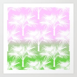 70’s Tie Dye Ombre Palm Trees Pink and Green Art Print
