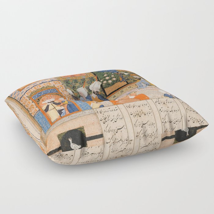 Miniature of a guilty man who pleads before a king and is forgiven Floor Pillow