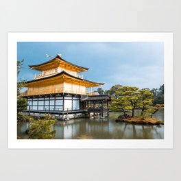 Gold Temple | Nature Travel Photography of Magnificent Golden Pavilion on Pond in Kyoto Japan Art Print