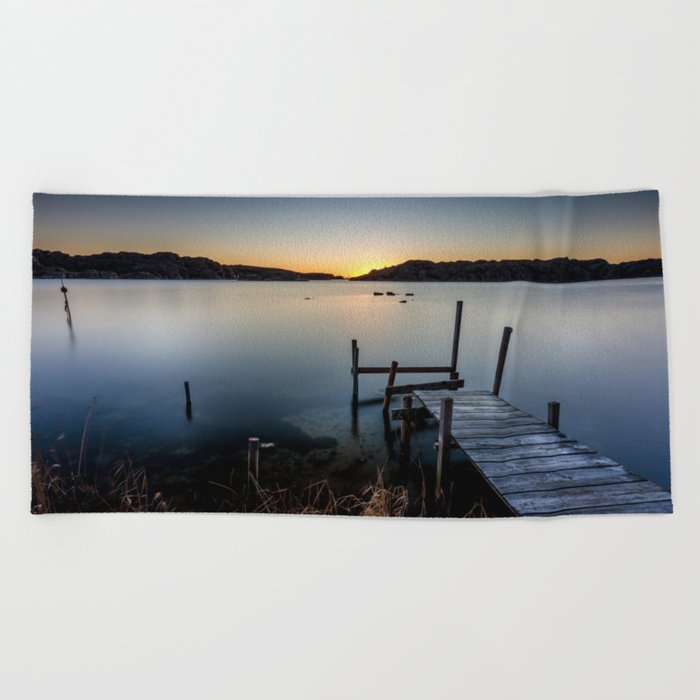 Old Pier After Sunset Beach Towel