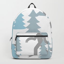 Pastel Blue Grey Winter Forest Yeti sasquatch silhouette  Abominable Snowman BigFoot  Backpack