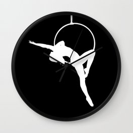Lyra Aerialist Silhouette Wall Clock | Black and White, Digital, People, Graphic Design 