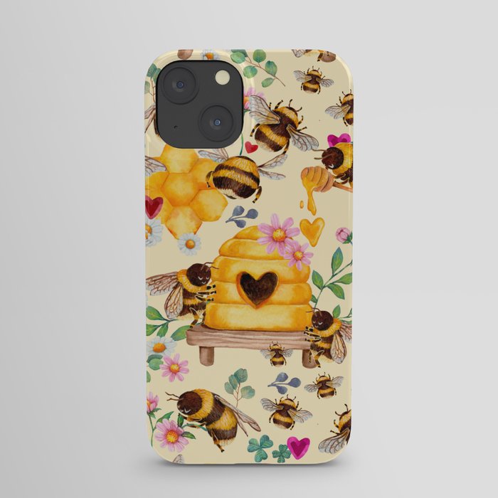Bees with Flowers and Honey iPhone Case