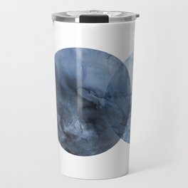 Mid Century Modern Abstract Art Round Shapes Navy Blue Travel Mug