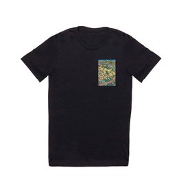 Fashionable Battle of Frogs by Kawanabe Kyosai, 1864 T Shirt | Japan, Kawanabe, Vintage, Anthropomorphic, Fashionable, Decor, Blockprint, Color, Woodcut, Print 