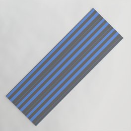 [ Thumbnail: Cornflower Blue and Dim Grey Colored Stripes Pattern Yoga Mat ]