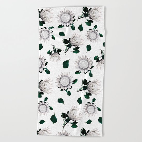 Protea Floral Pattern Beach Towel