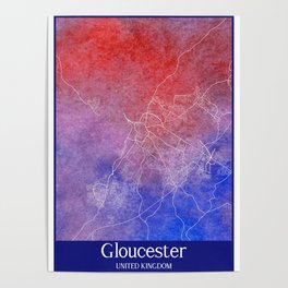 Gloucester city map in watercolor Poster