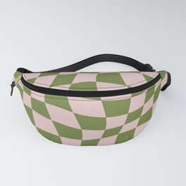 Warped Checkered Pattern (pink/olive green) Fanny Pack