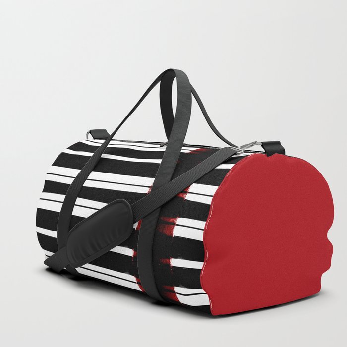 Black And White Lines Duffle Bag