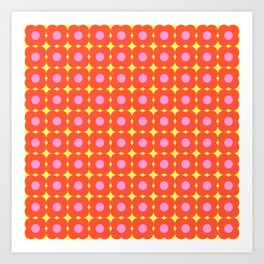 Retro Blooms Pattern in Orange Art Print