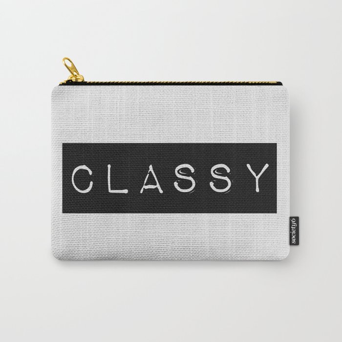 Classy Retro Fashion Chic Embossing Labelling Strip Carry-All Pouch
