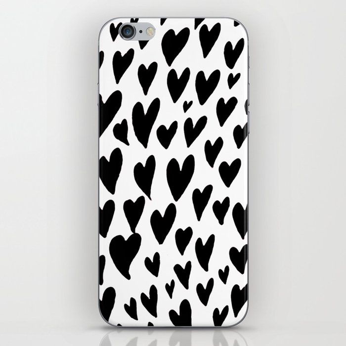 Valentines day hearts explosion - black and white iPhone Skin