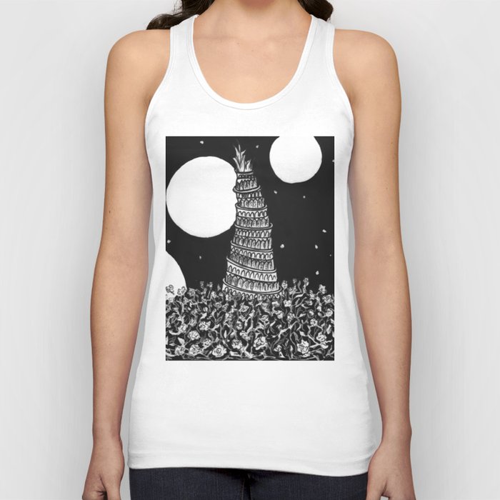 Ancient Dark Tower on the Rose Field Tank Top