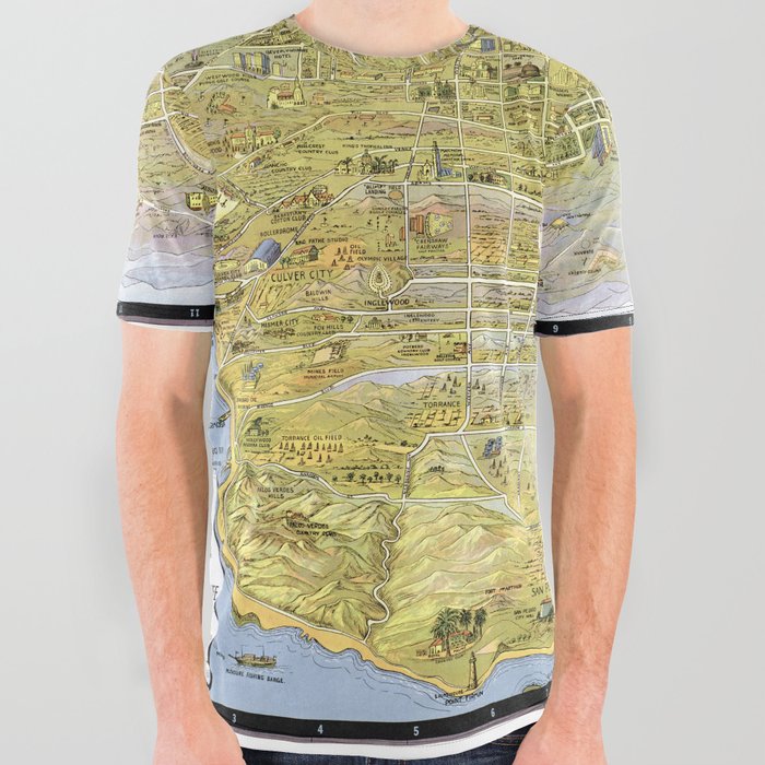 Map of Los Angeles - California - 1932 vintage pictorial map All Over Graphic Tee