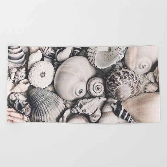 Sea Shell Collection vintage style monochrome Beach Towel