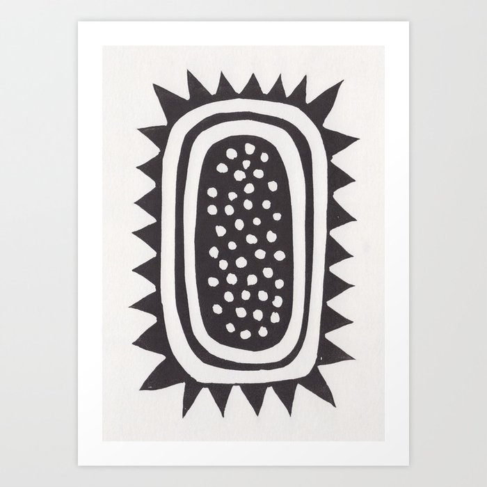 Sunflower / Lino Print Art Print