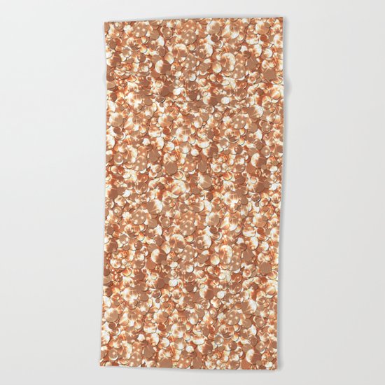 Golden confetti glitter sparkl Beach Towel