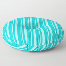 [ Thumbnail: Turquoise & Dark Turquoise Colored Stripes Pattern Floor Pillow ]