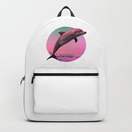 Dolphin Vaporwave Gift Aesthetic Seapunk Dolphin funny Gift Backpack | Music, 80Sand90S, Futurism, Dolphinjumping, Digitalart, Vaporwavebackground, Aesthetics, Animal, Dolphinmeme, Sad 