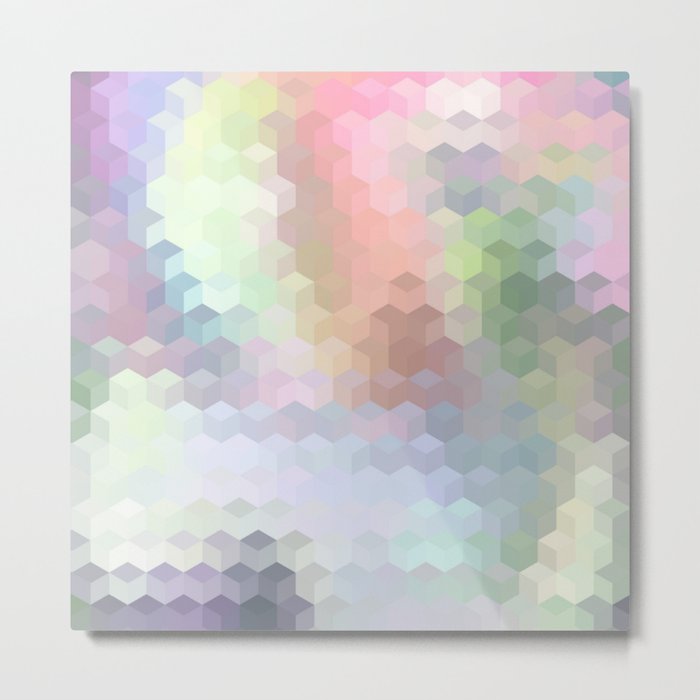 Hexagon Cube Tiles 206 Metal Print