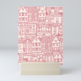 cafe buildings pink Mini Art Print