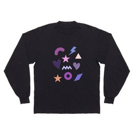 Abstract Purple and Peach Fun Pattern Long Sleeve T-shirt