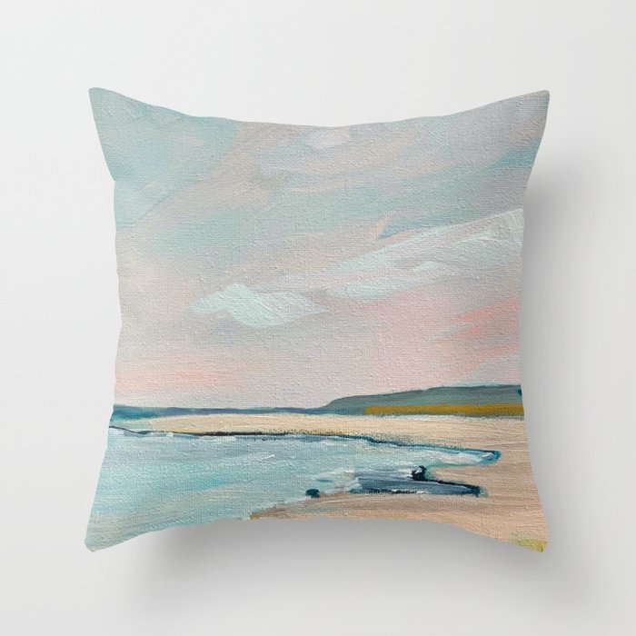 Pastel Crane Beach Throw Pillow
