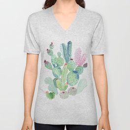 Watercolor Cactus light Unisex V-Neck