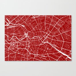 Berlin, Germany, City Map - Red Canvas Print