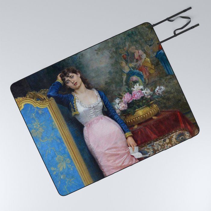 Magnificent: Declaration of Love - 19th Century French Belle epoque female portrait oil painting by Auguste Toulmouche for home, bedroom and wall decor Picnic Blanket