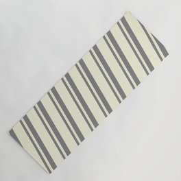 [ Thumbnail: Gray & Beige Colored Lines/Stripes Pattern Yoga Mat ]