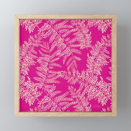 Watercolor Fern Pattern - Cream on Pink Framed Mini Art Print