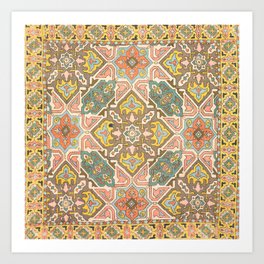 Geometric Persian Embroidery Print, 1800s Art Print