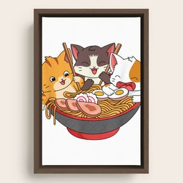 Ramen Shirt Chibi Cat T Shirt Vintage Japa Framed Canvas