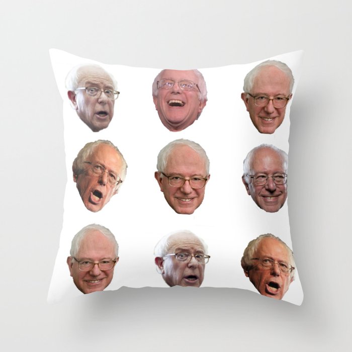 The Many Faces of Bernie Sanders Throw Pillow