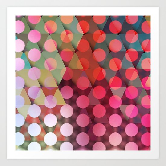 Circles on Triangles Pink Art Print