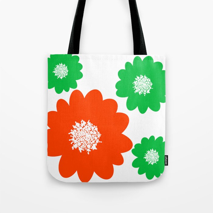 Retro Modern Italian Summer Flowers Red And Green Tote Bag