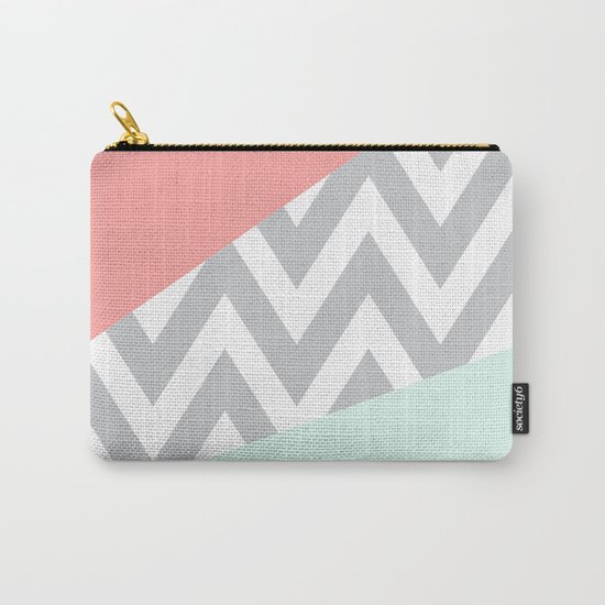Original Mint & Coral Chevron Block Carry-All Pouch