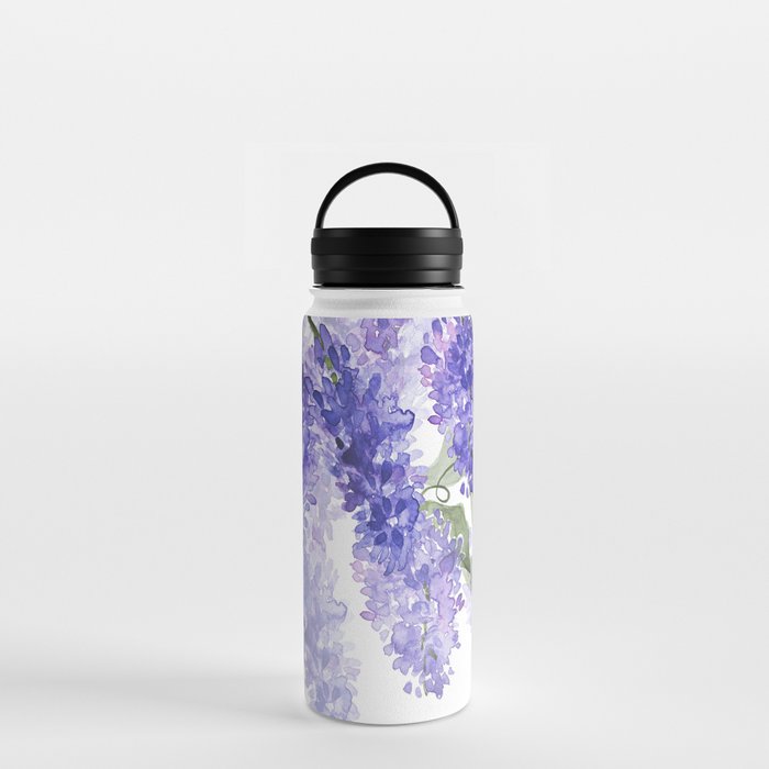 Purple Wisteria Flowers Water Bottle