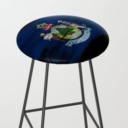 Maine state flag brush stroke, Maine flag background Bar Stool