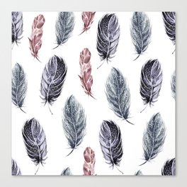 Watercolor feathers Canvas Print