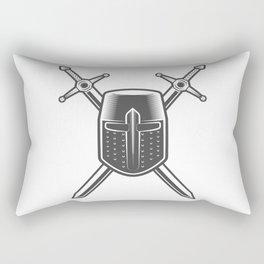 Helmet and Swords of a Medieval Knight Crusader Rectangular Pillow